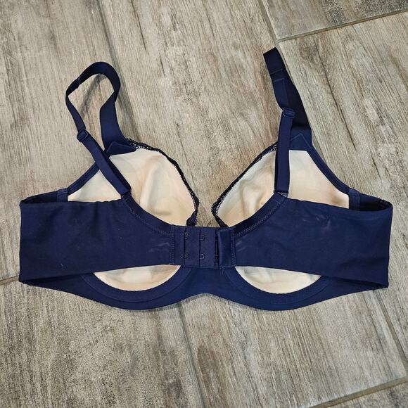 Soma Enticing Lift Full Coverage Lace Bra Womens 34C Navy Blue Feminine Lace - Picture 5 of 9